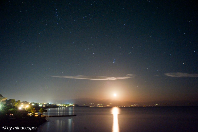 A Stary Fullmoon Night at Limanaki - Koroni Night Sky